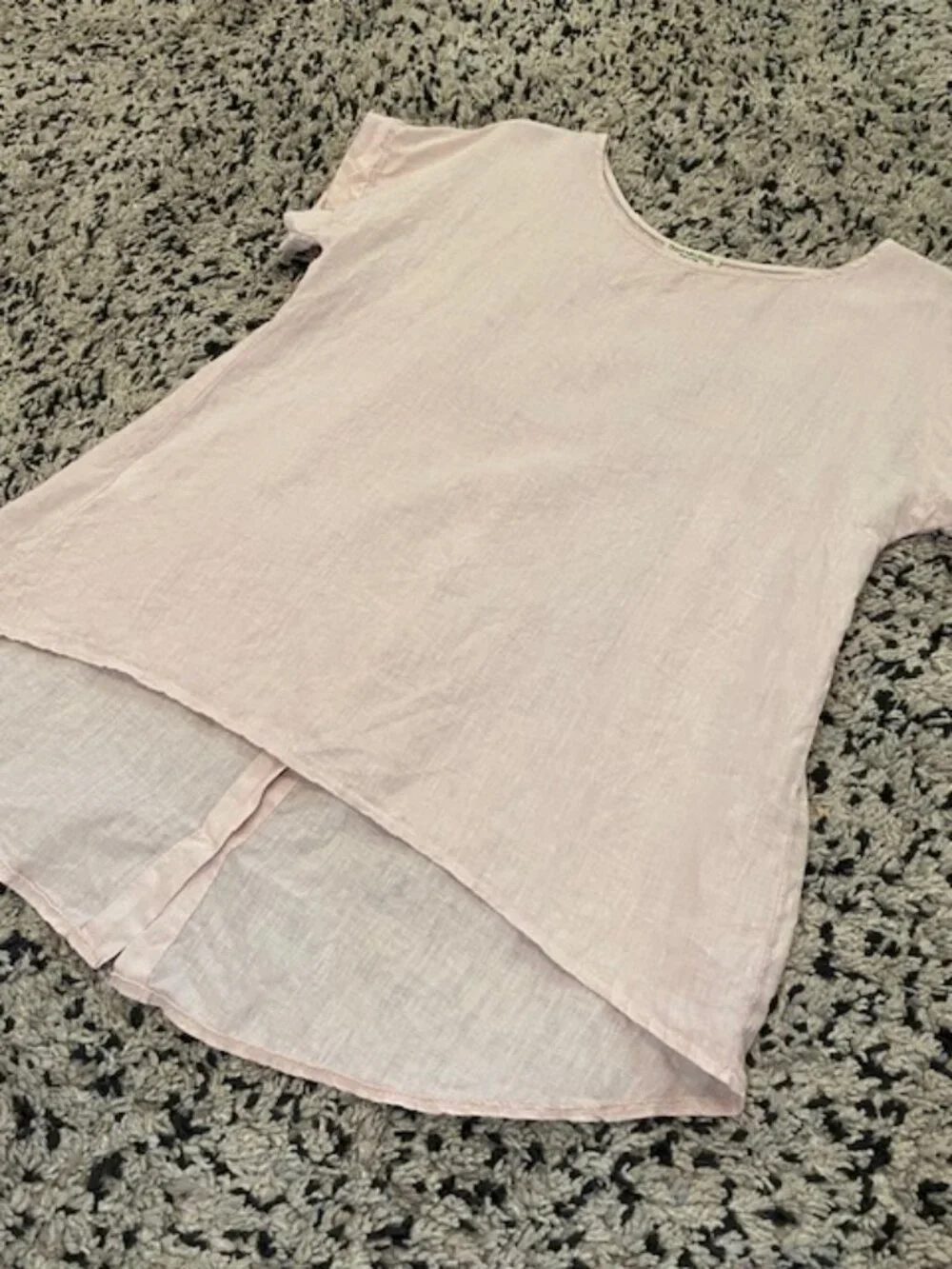 Terzo Millennio 100% Linen Top Blouse High Low Boxy Pale Pink Small - Picture 7 of 16